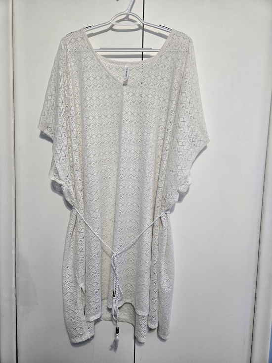 Lane Bryant Other - Lane Bryant Crochet Swim Cover Up Dress White Belted Plus 22/24